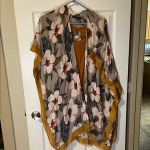 Floral Kimono with Mustard Trim